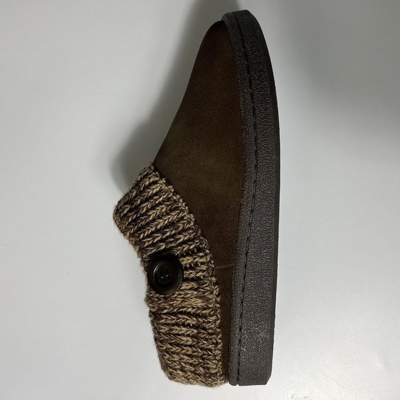 Clarks Women's Knitted Collar Clog Slipper Brown Size 7M Faux Fur Lined - Picture 4 of 10